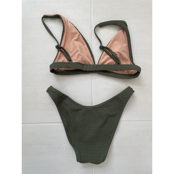 J. Crew Swim Bikini Swimsuit Textured Plunge Triangle Swimwear - Picture 6 of 12